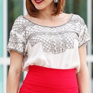 F21 | Blogger Fave Embellished Dusty Pink Sequin Light Relaxed Blouse Shirt